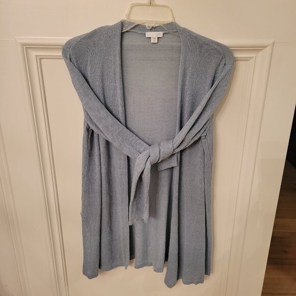 J. Jill Linen Blend Semi Sheer Open Front Long Cardigan Sweater Sz Medium - Picture 3 of 9